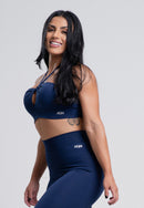 Top Versatily Marinho de Alça Fitness